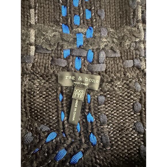 rag & bone Fine Wool Rayon Knit Womens XXS Turtleneck Sweater Black Gray Blue - Picture 3 of 7